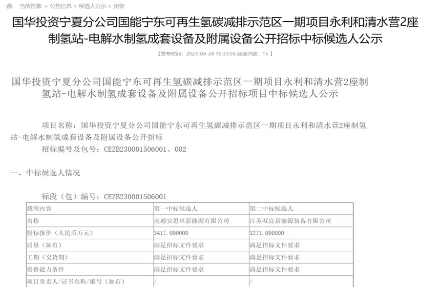 中标！派瑞氫能再簽16套1000立方堿性水電解制氫設備